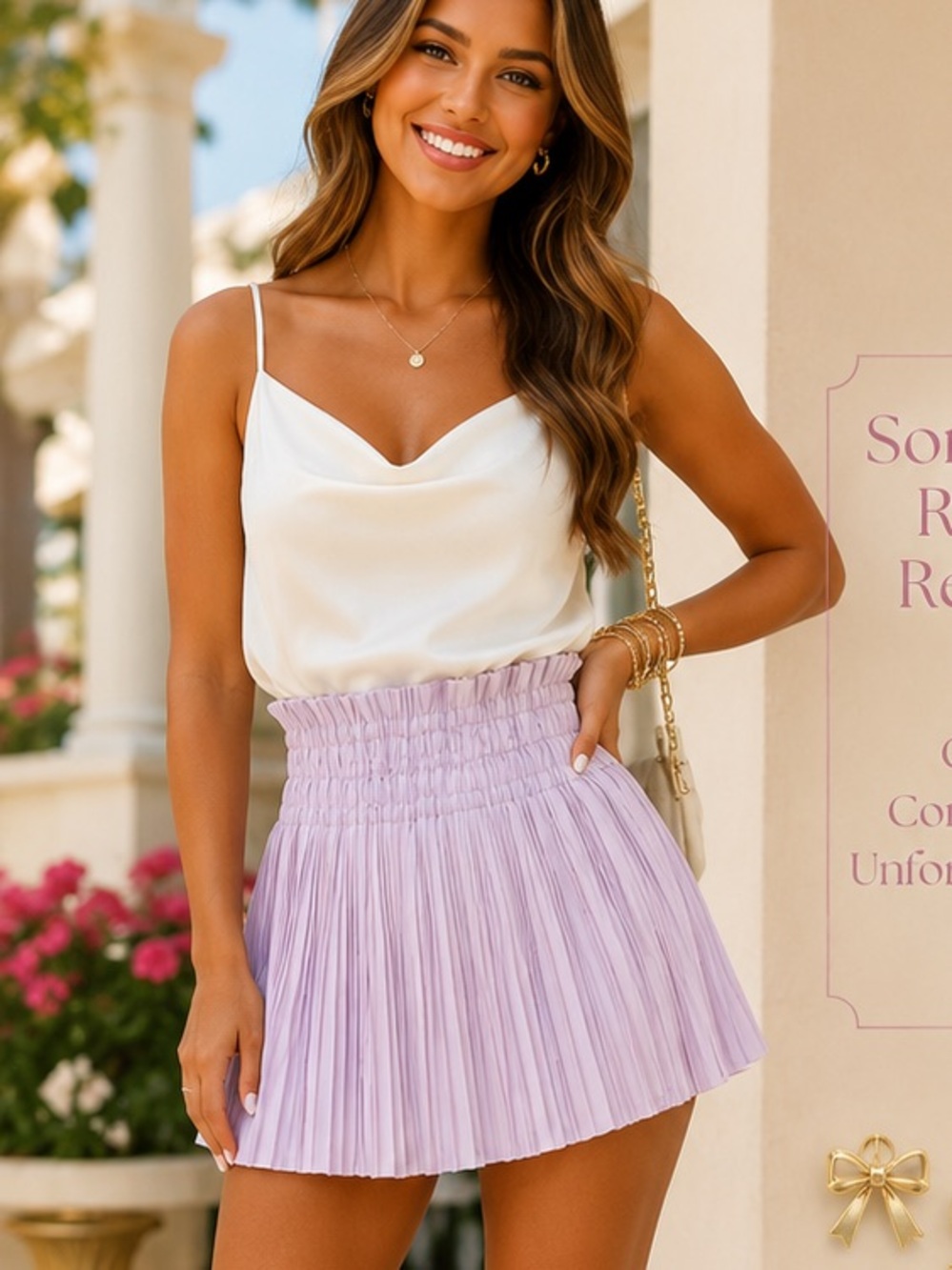 Idem Ditto,Lavender Fields Skort,Satin Lined,Elastic Pleated,Excellt Cond,Size S